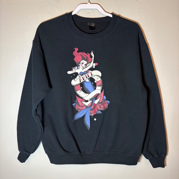 Disney Tops - Disney Ariel The Little Mermaid Tattoo Graphic Crewneck Sweatshirt Black Womens